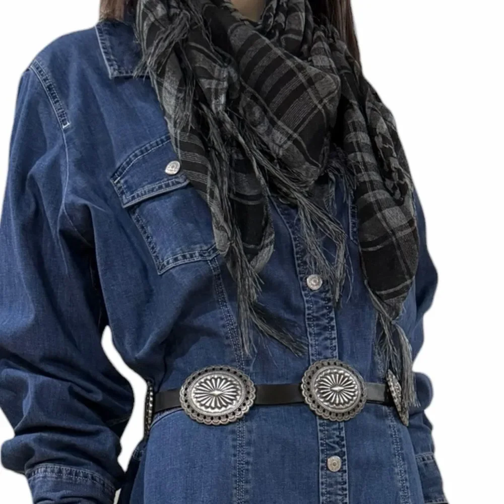Black Gray Plaid Fringe Scarf Neck Wrap Headscarf Headband NEW